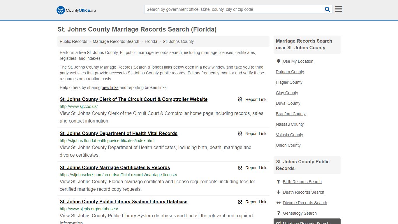 Marriage Records Search - St. Johns County, FL (Marriage ...