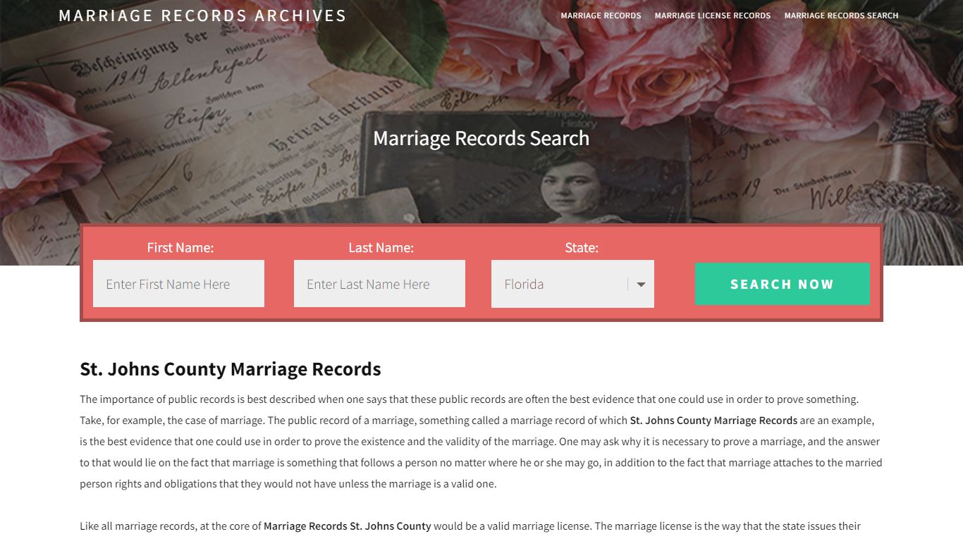 St. Johns County Marriage Records | Enter Name and Search ...