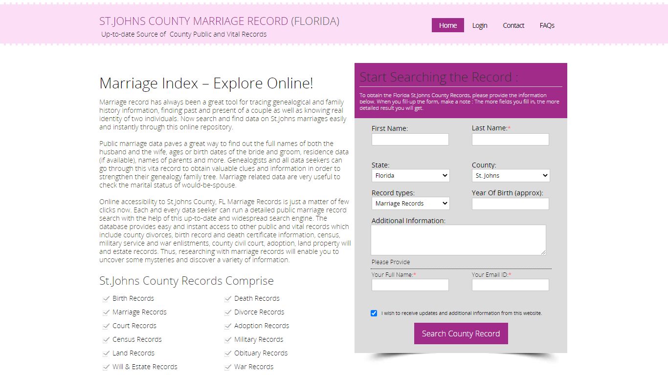 Public Marriage Records - St.Johns County, Florida